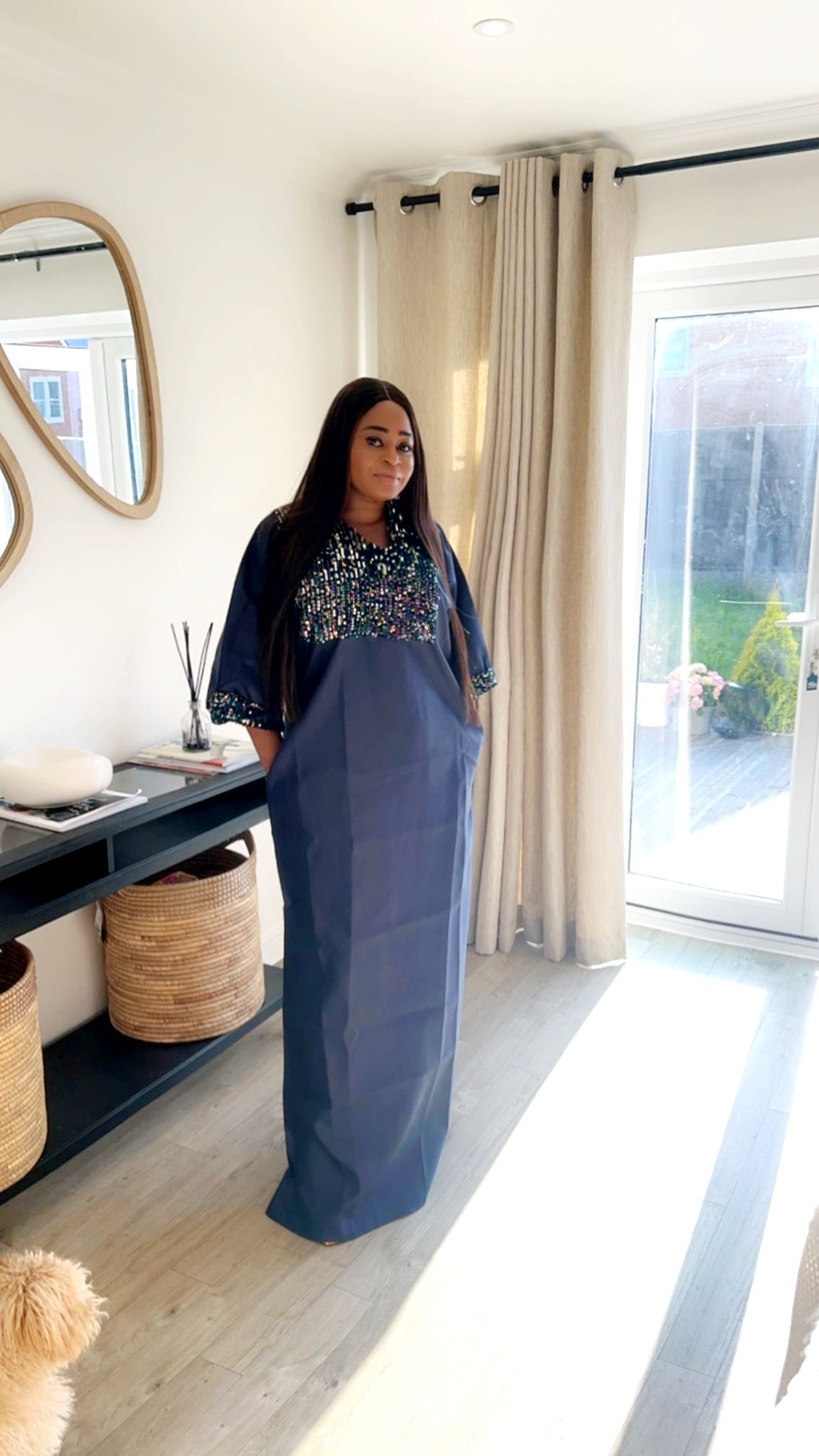 Sequin Silk Boubou Dress