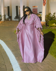 Lavender Queen Amina Glam Boubou Dress with ruched sleeves

