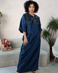 . Embellished silk boubou gown with sequins and relaxed fit
