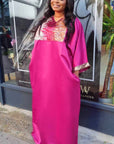 . Embellished silk boubou gown with sequins and relaxed fit

